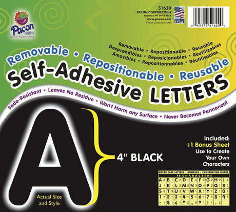 Self-Adhesive Letters, 4" Black