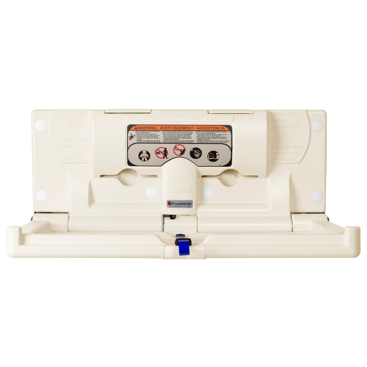 Cream Polyethylene Surface-Mounted Changing Station, Horizontal