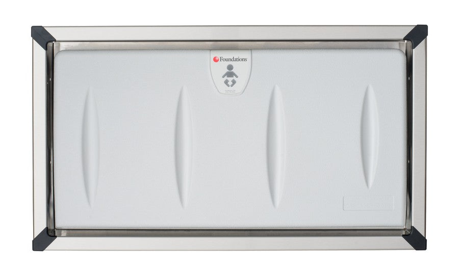 Light Gray Polyethylene Recessed Changing Station with Stainless Steel Frame