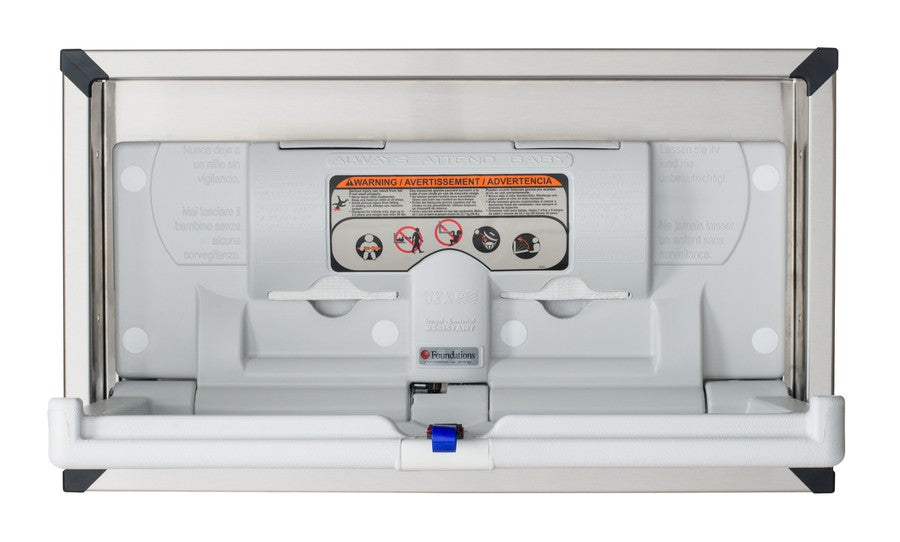 Light Gray Polyethylene Recessed Changing Station with Stainless Steel Frame