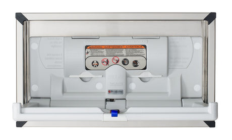 Light Gray Polyethylene Recessed Changing Station with Stainless Steel Frame