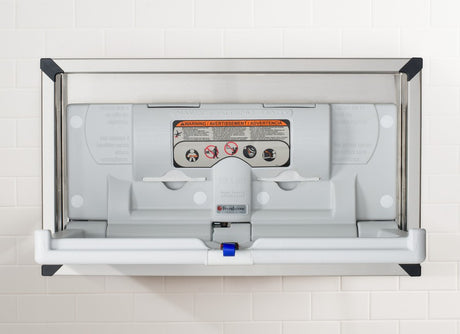 Light Gray Polyethylene Recessed Changing Station with Stainless Steel Frame