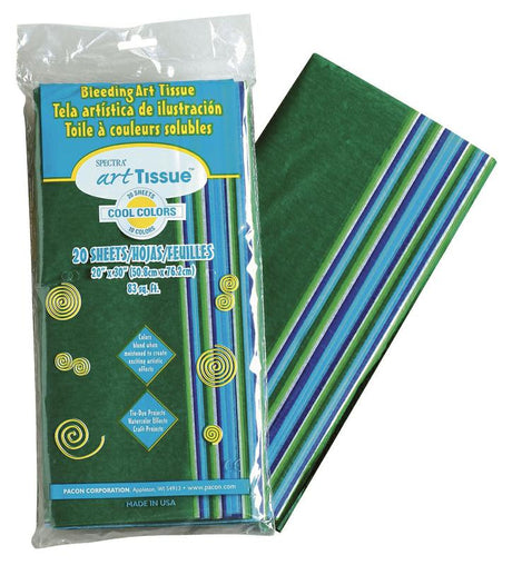 Spectra® Deluxe Art Tissue&trade; Cool Color Assortment, 20" x 30", 20 Sheets