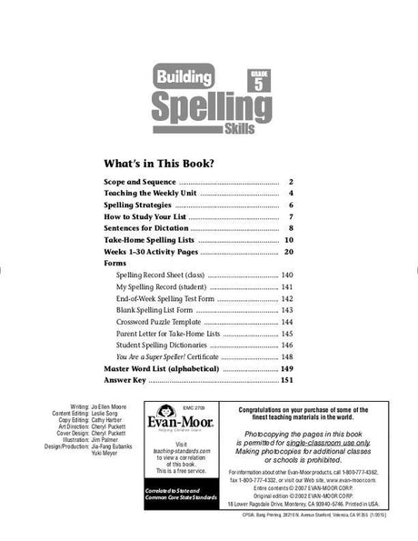Building Spelling Skills, Grade 5