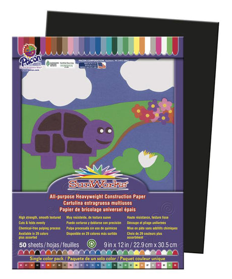 SunWorks® Construction Paper, 9" x 12" Black