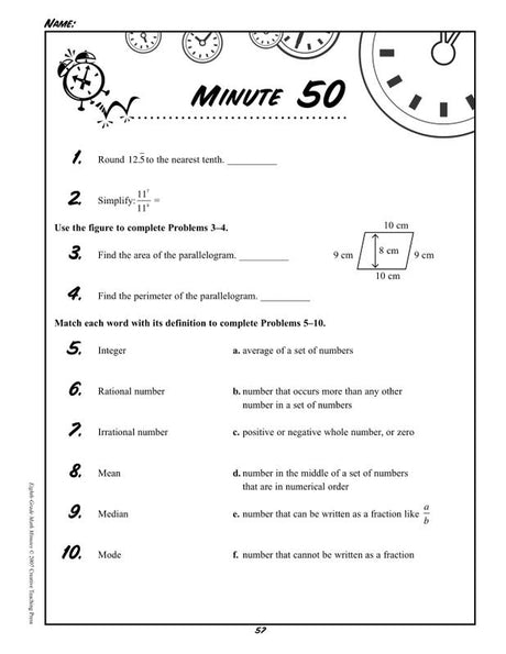 Math Minutes - 8Th Gr