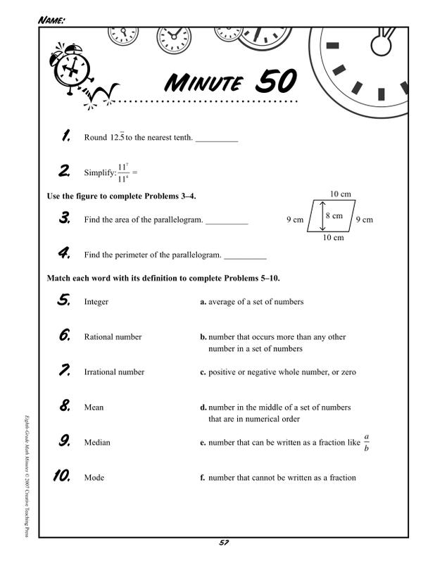 Math Minutes - 8Th Gr