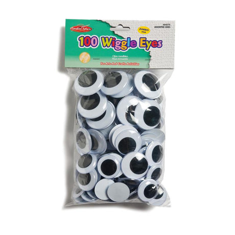 Jumbo Wiggle Eyes, 100 Per Bag Black