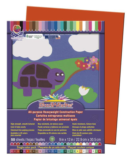 SunWorks® Construction Paper, 9" x 12" Orange