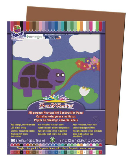 SunWorks® Construction Paper, 9" x 12" Brown
