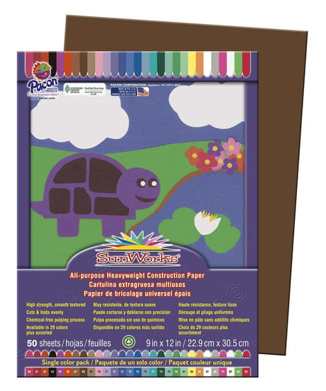SunWorks® Construction Paper, 9" x 12" Dark Brown