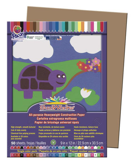 SunWorks® Construction Paper, 9" x 12" Light Brown