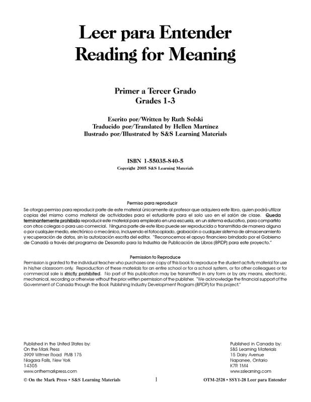 Leer Para Entender Reading For Meaning