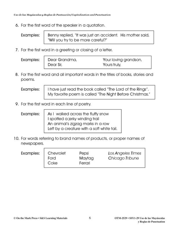 Uso De Las Mayusculas Y Reglas De Punctuacion Capitalization