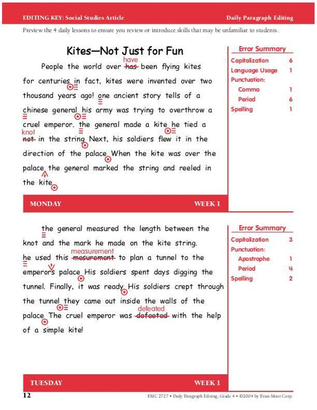 Daily Paragraph Editing, Grade 4