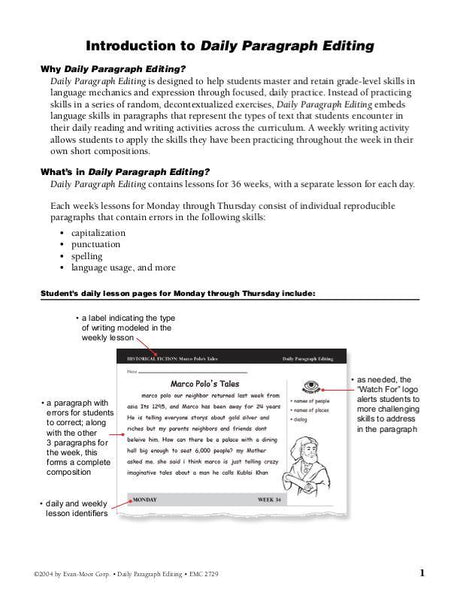 Daily Paragraph Editing, Grade 6