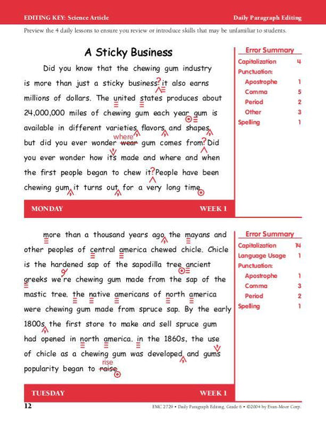 Daily Paragraph Editing, Grade 6