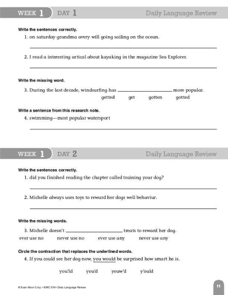 Daily Language Review, Grade 6+