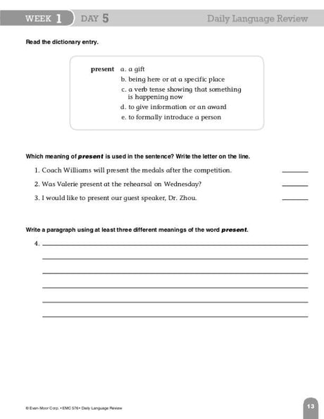Daily Language Review, Grade 6+
