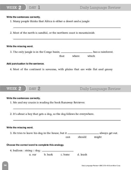 Daily Language Review, Grade 6+