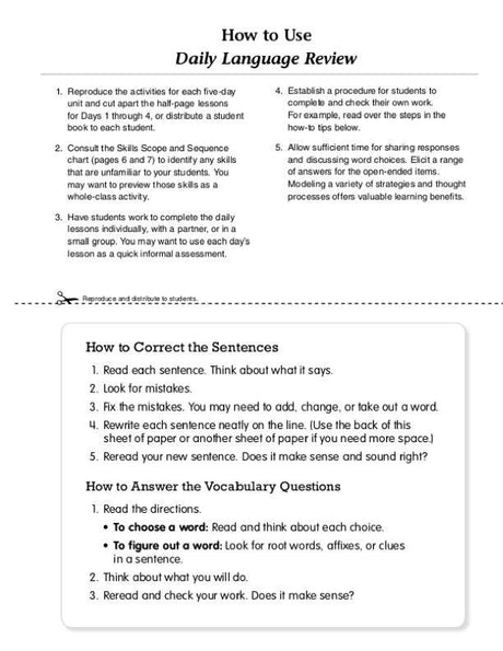 Daily Language Review, Grade 1