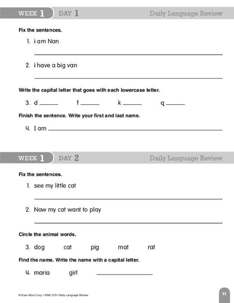 Daily Language Review, Grade 1
