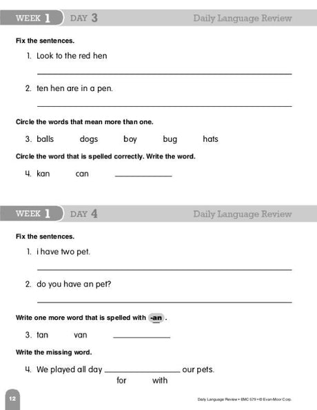 Daily Language Review, Grade 1