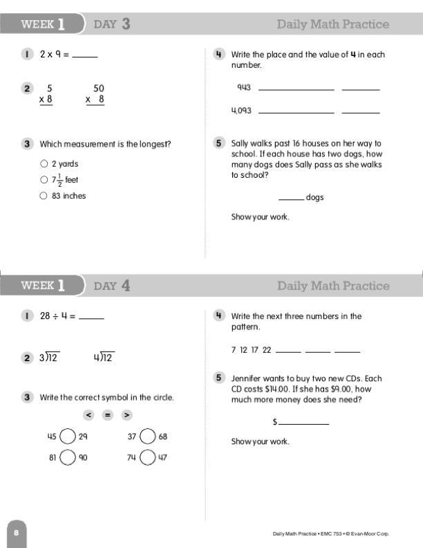 Evan-Moor Daily Math Practice, Grade 4 | EMC753 – SupplyMe