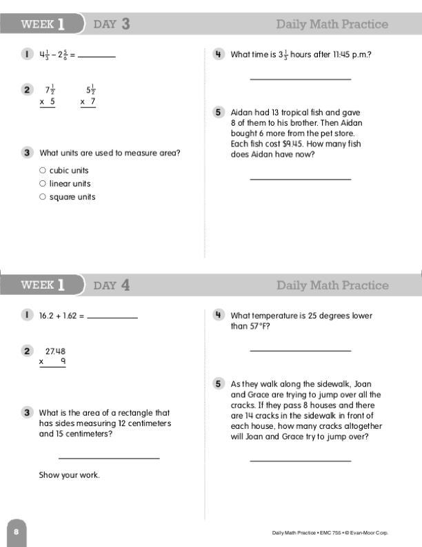 Daily Math Practice Book6 Evan-Moor Daily Math Practice, Grade 6+ | EMC755 – SupplyMe