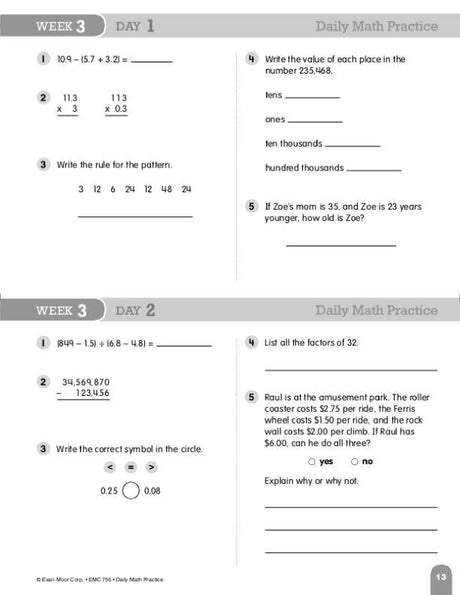 Daily Math Practice, Grade 6+
