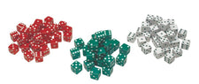 Red, Green & White Dot Dice, Set of 36