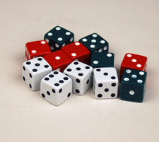 Red, Green & White Dot Dice, Set of 12 