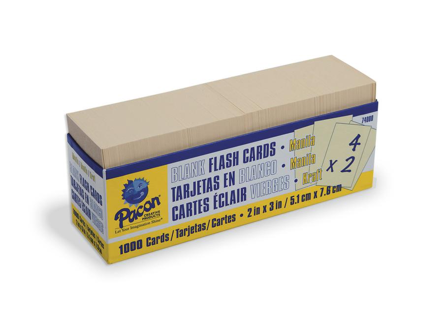 Manila Blank Flash Cards With Dispenser Box, 2" x 3"