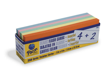 Assorted Blank Flash Cards With Dispenser Box, 3" x 9"