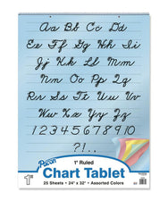 Colored Paper Chart Tablets, 24" x 32", Ruled 1"