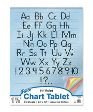 Colored Paper Chart Tablets, 24" x 32", Ruled 1 1/2"