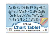 Colored Paper Chart Tablets, 24" x 16", Ruled 1 1/2"