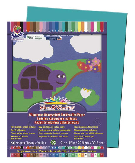 SunWorks® Construction Paper, 9" x 12" Turquoise