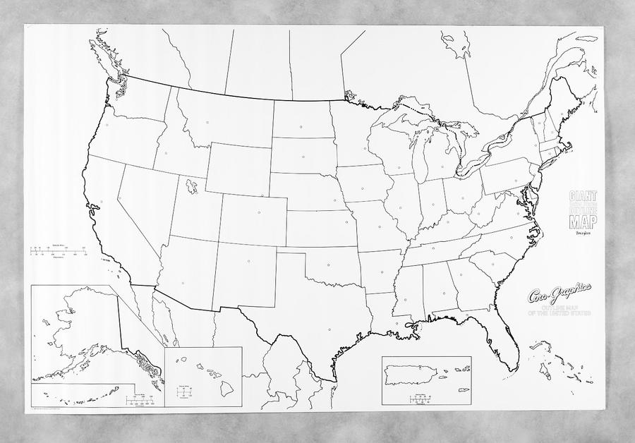 Learning Walls® United States Map, 48" x 72"
