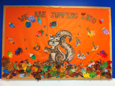 We Are Jumping Into Fall! Watercolor Fall Leaves Craft & Bulletin Board Idea
