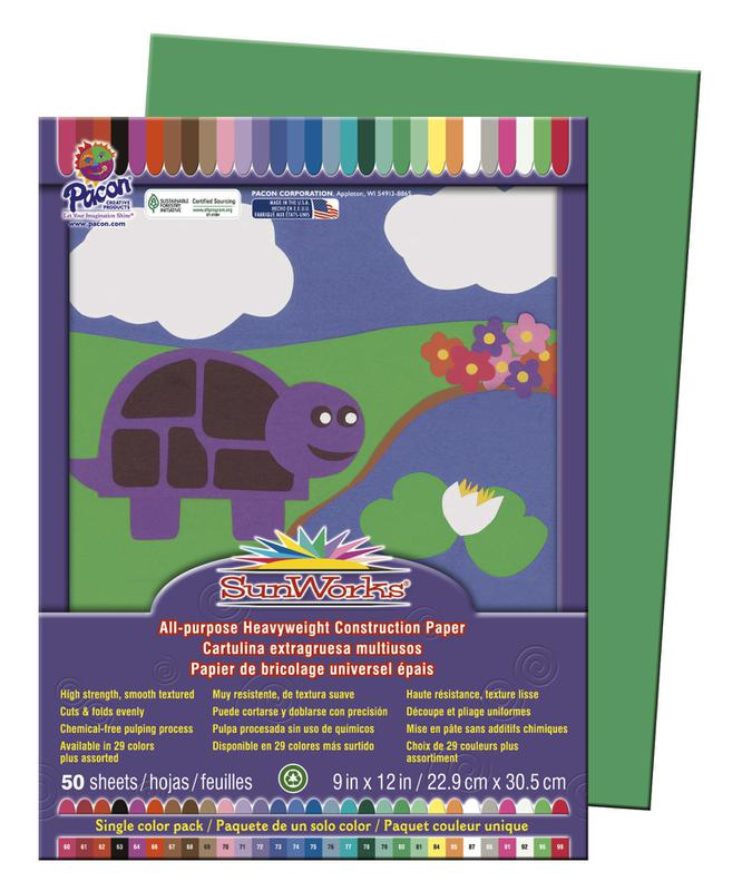 SunWorks® Construction Paper, 9" x 12" Holiday Green