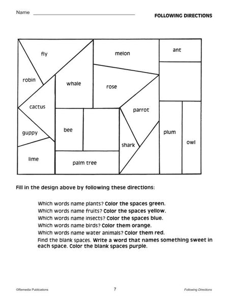 Remedia Publications Critical Thinking Skills Activity Book: Following Directions