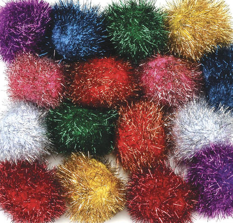 Glitter Poms - 40 Pieces - 1"