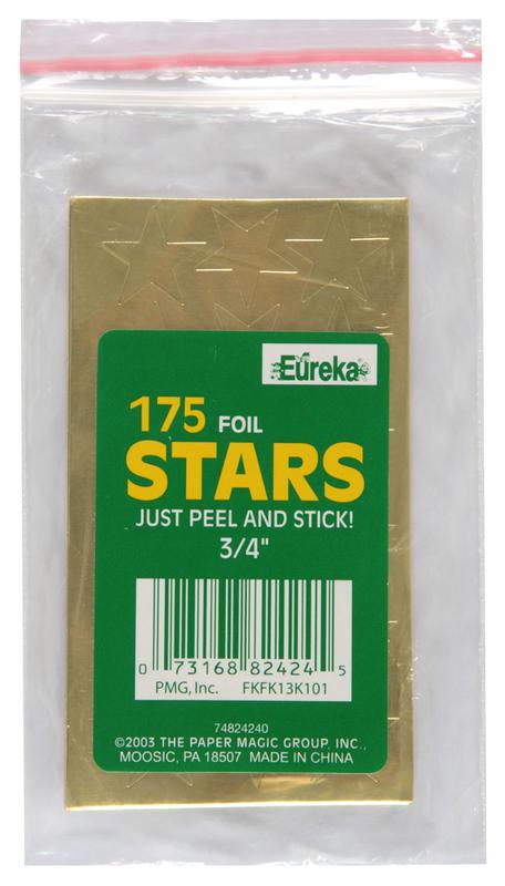 Stickers Foil Stars 3/4 Inch 175/Pk Gold