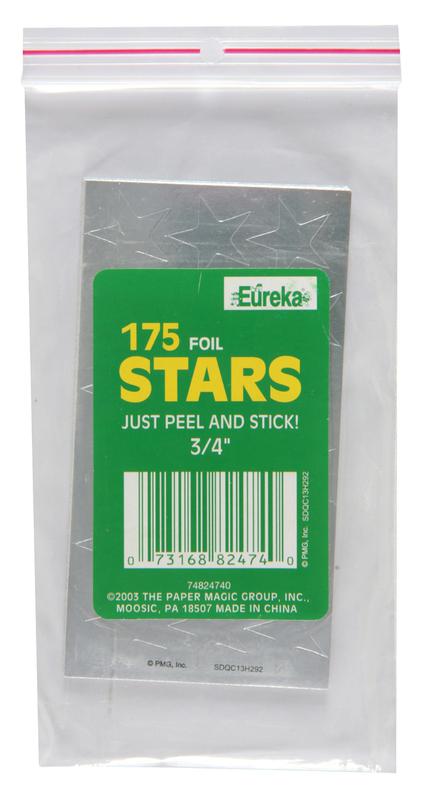 Stickers Foil Stars 3/4 Inch Silver
