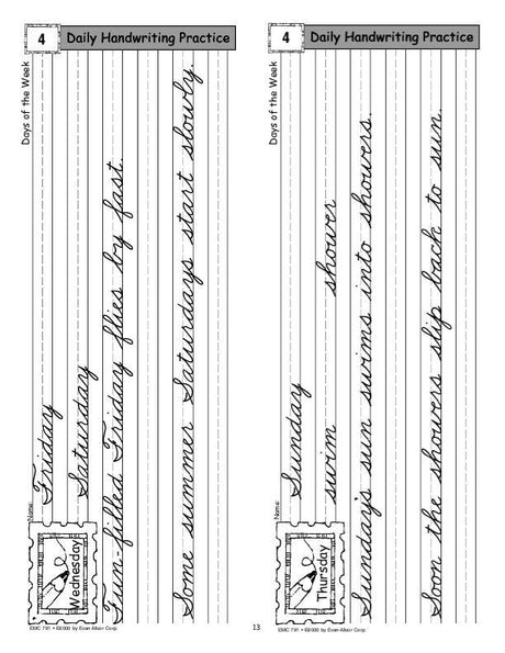 Daily Handwriting Practice, Traditional Cursive
