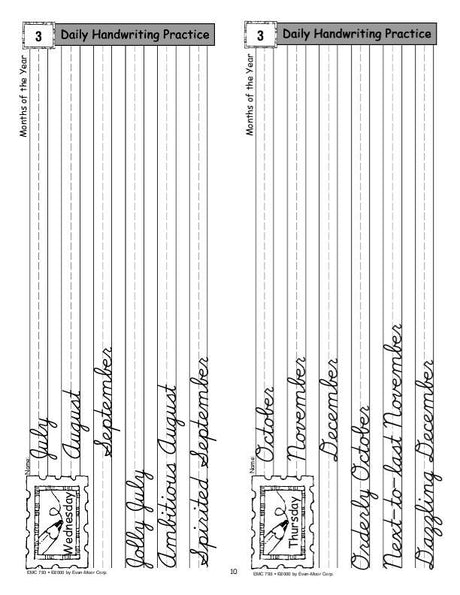 Daily Handwriting Practice, Contemporary Cursive