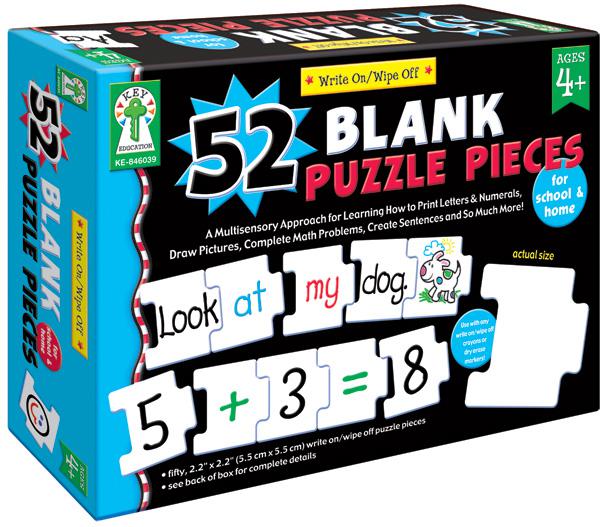 Write-On/Wipe-Off: 52 Blank Puzzle Pieces