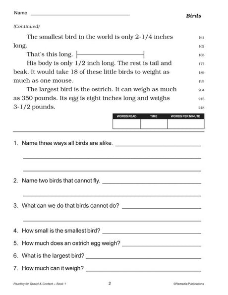 Remedia Publications Reading For Speed & Content Activity Books, 3 Book Set