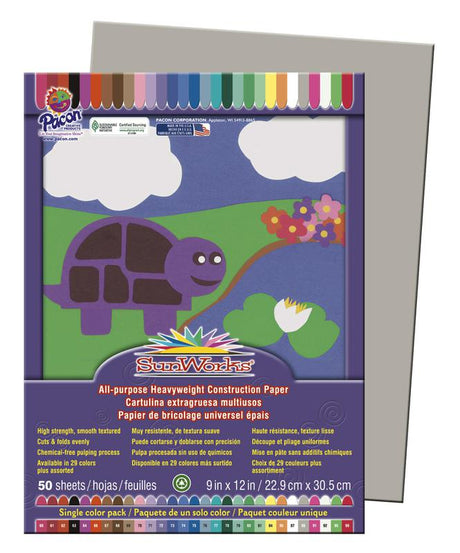 SunWorks® Construction Paper, 9" x 12" Gray